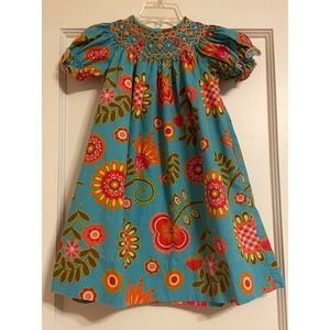 ANAVINI Floral Smocked Dress Girls Sz 2
